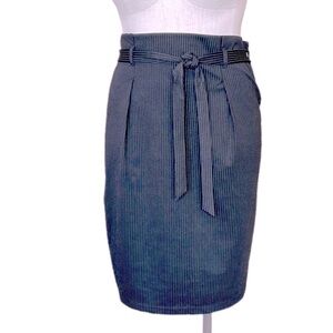 NWT Max Studio straight skirt black pinstriped belted pull on Womens Sz XL